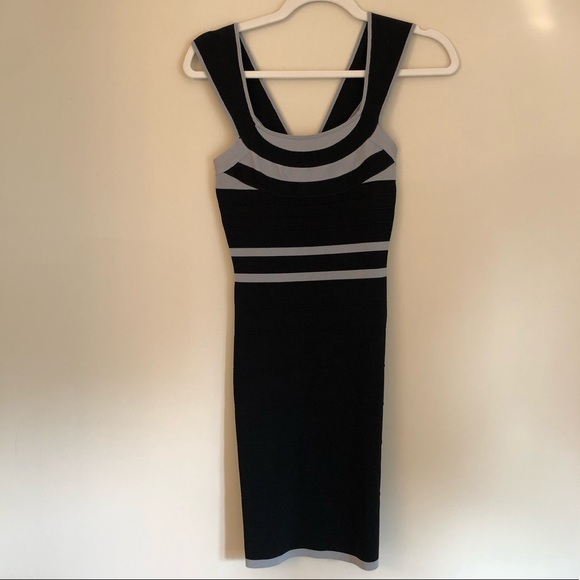 EXPRESS black and grey bodycon bandage dress size extra small - Picture 7 of 7